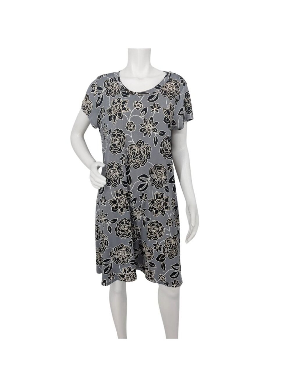 Floral Shift Dress Stretch Casual Cottage Resort Lagenlook Boho Vacation Plus 1X